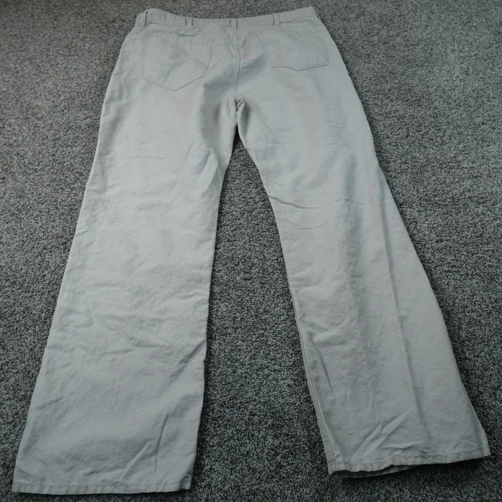 Banana Republic Pants Mens 38X32 Gray Linen Straight Chino Trouser Flat Front